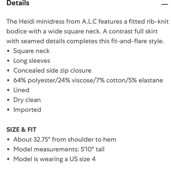 ALC Heidi Combo Fit & Flare Black Mini Dress Sz 8 NWT $495 MSRP - Picture 13 of 15